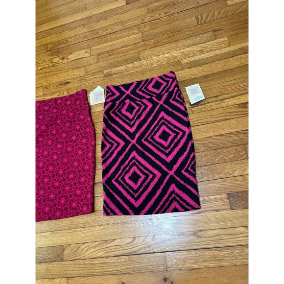 LuLaRoe Womens Cassie Skirt Size Small *Lot of 2* Pink Colorful Stretch Knit NWT - Picture 2 of 10